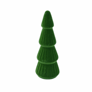 flocked green christmas tree decor, mini ceramic tabletop tree ornament