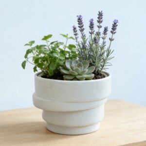 stoneware geomatic flower pot s/4