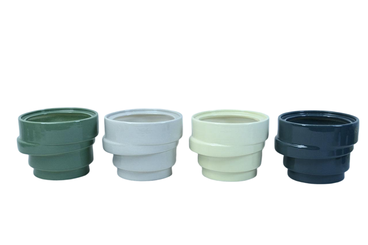 stoneware geomatic flower pot s/4 stoneware geomatic flower pot s/4