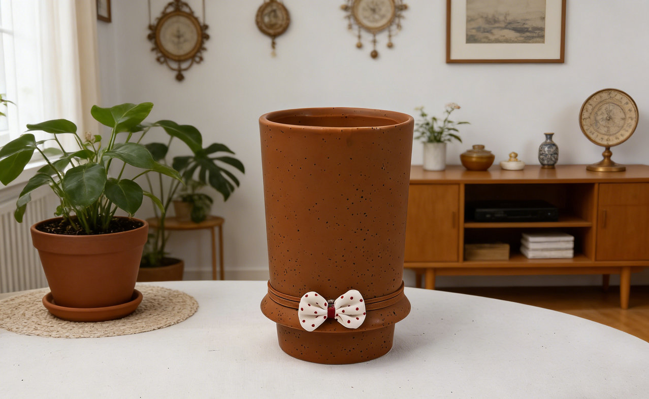 dolomite flower pot with christmas deco dolomite flower pot with christmas deco